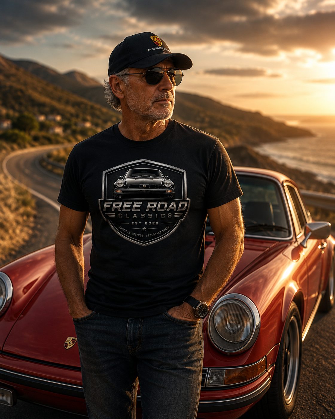 Fundador de Free Road Classics junto a un clásico americano